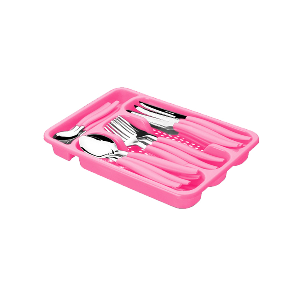 JG TALHERES ROSA 24 PÇS C/ PORTA TALHER - CM8