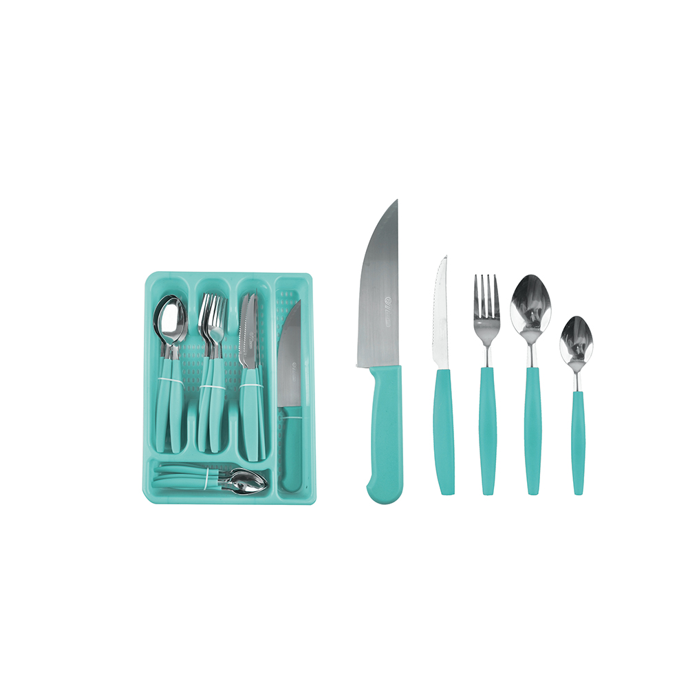 JG TALHERES VERDE 26 PCS C/ SUPORTE - CM 8