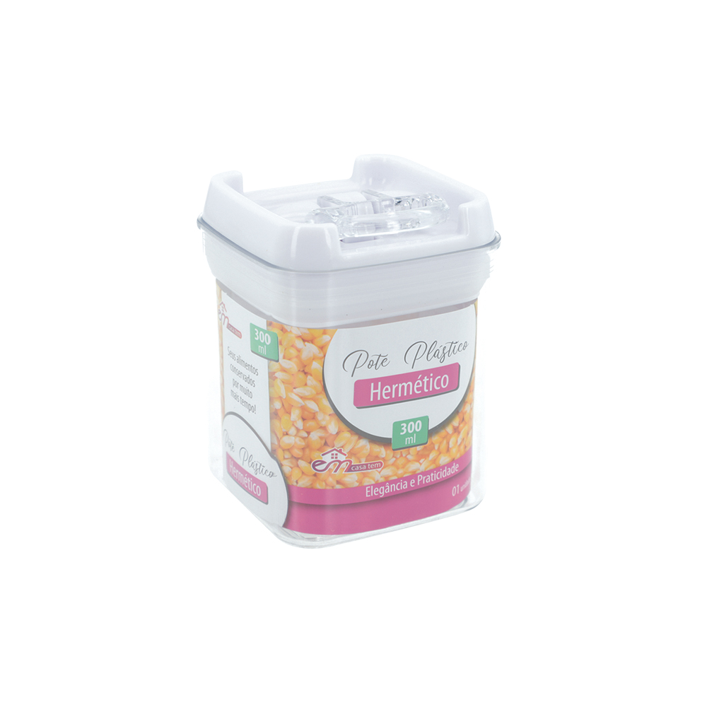 POTE PLASTICO HERMETICO COM TAMPA 300ML - CM24
