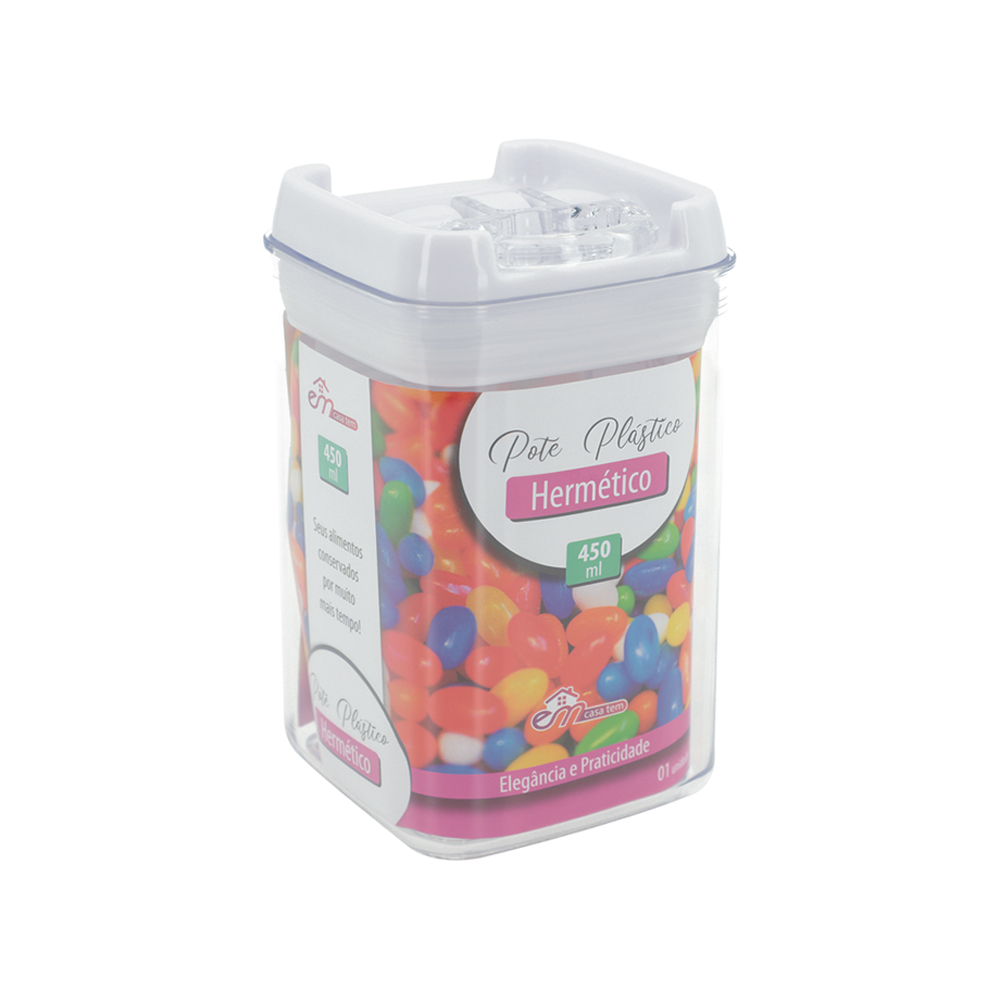 POTE PLASTICO HERMETICO COM TAMPA 450ML - CM24