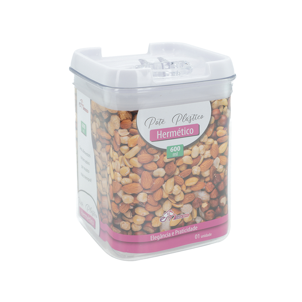 POTE PLASTICO HERMETICO COM TAMPA 600ML - CM24