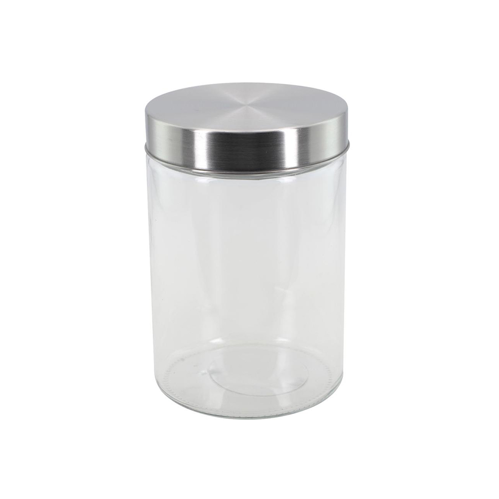POTE DE VIDRO REDONDO 1,3L TAMPA CROMADA - CM24