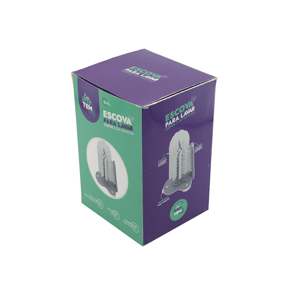 ESCOVA PARA LAVAR COPOS COM VENTOSA 18X12,5X12,5CM - CM24