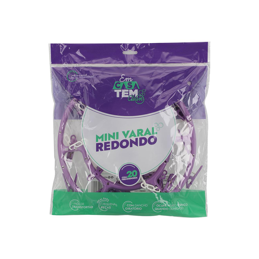 MINI VARAL REDONDO COM 20 PRENDEDORES 28,0CM - CM36