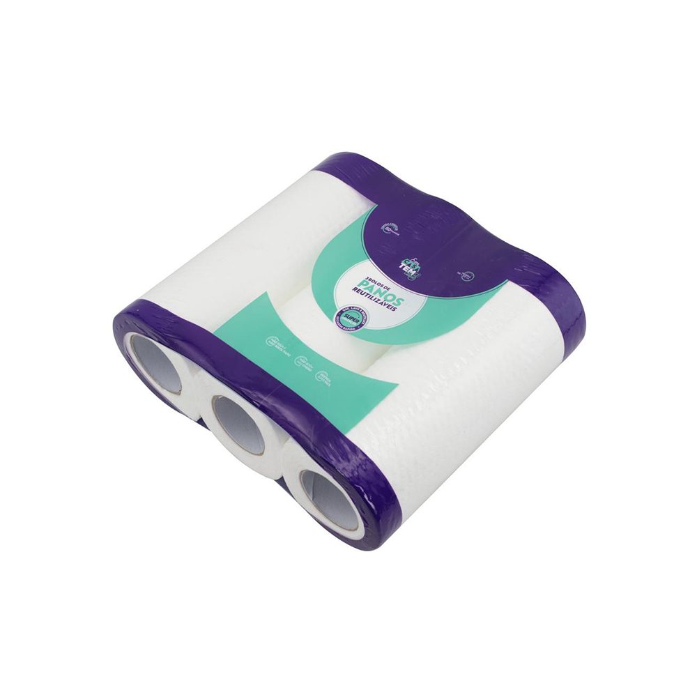 JOGO DE 3 ROLOS DE PANOS REUTILIZÁVEL 20X22 CM COM 50 PÇS CADA  - CM24