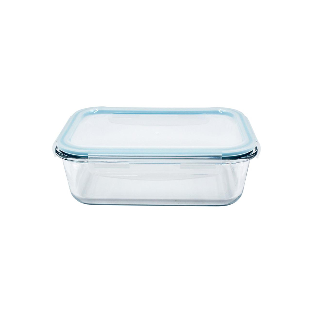 POTE DE VIDRO HERMÉTICO RETANGULAR 1,5L AZUL CLARO - CM16