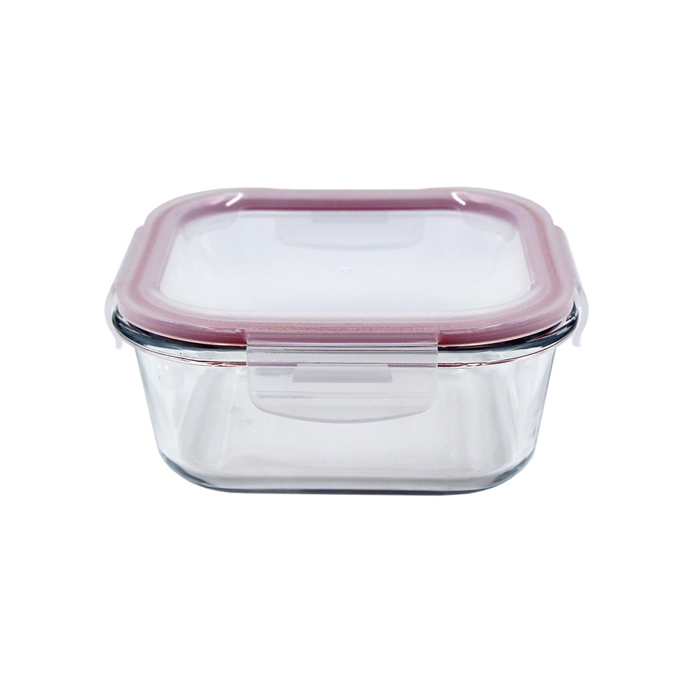 POTE DE VIDRO HERMÉTICO QUADRADO 800ML VERM - CM24