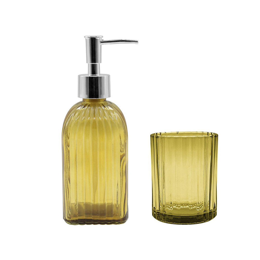 KIT PARA BANHEIRO 2 PEÇAS VIDRO AMARELO - CM24