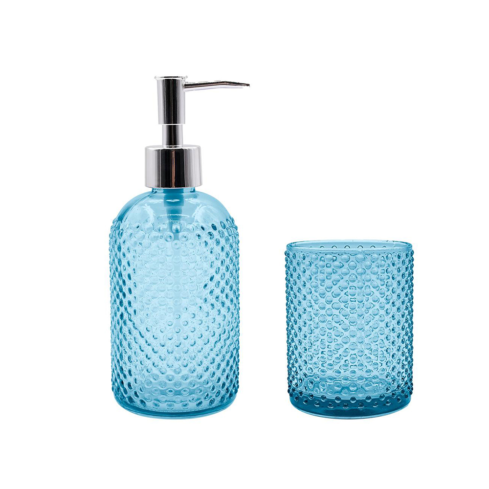 KIT PARA BANHEIRO 2 PEÇAS VIDRO  AZUL - CM24