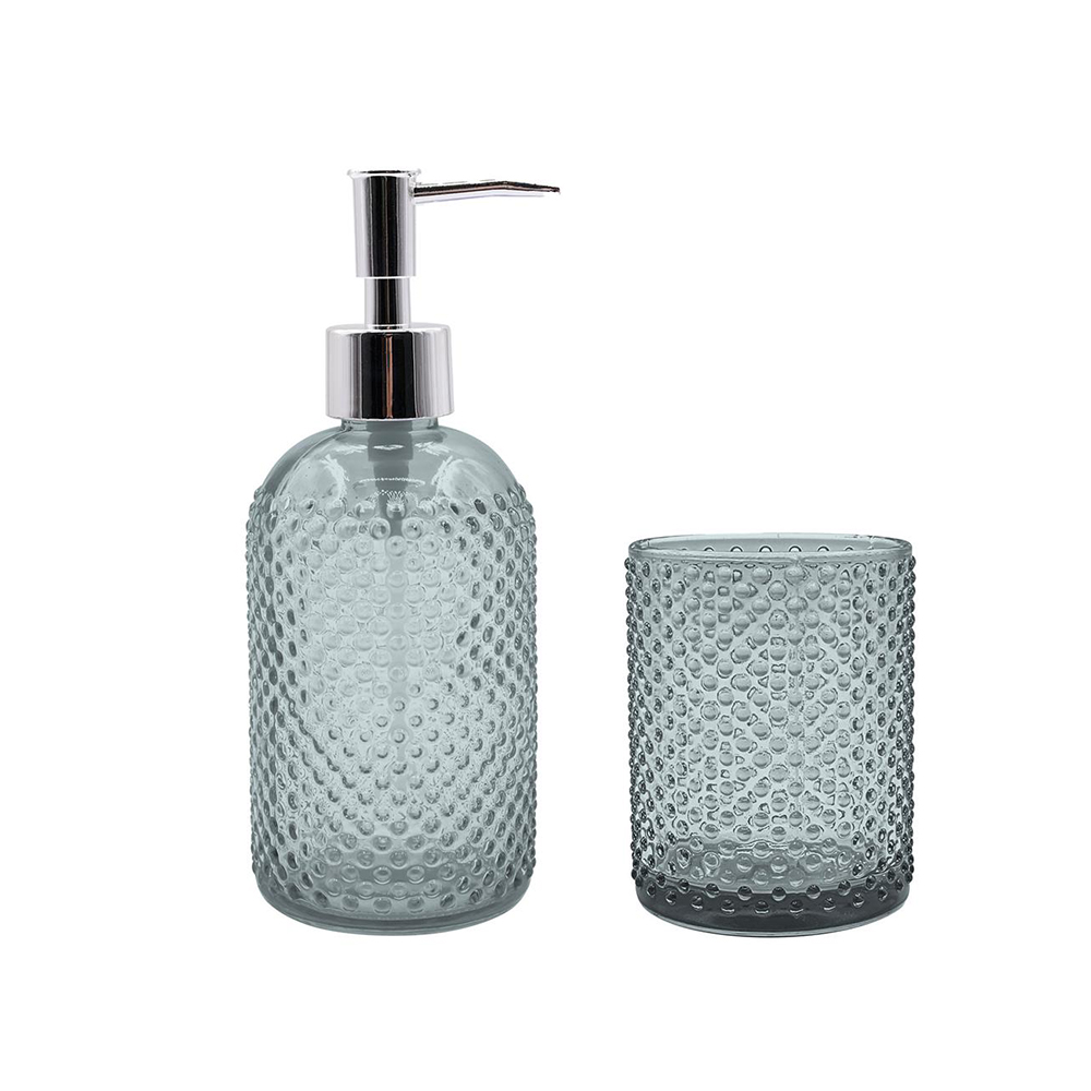 KIT PARA BANHEIRO 2 PEÇAS VIDRO  CINZA - CM24