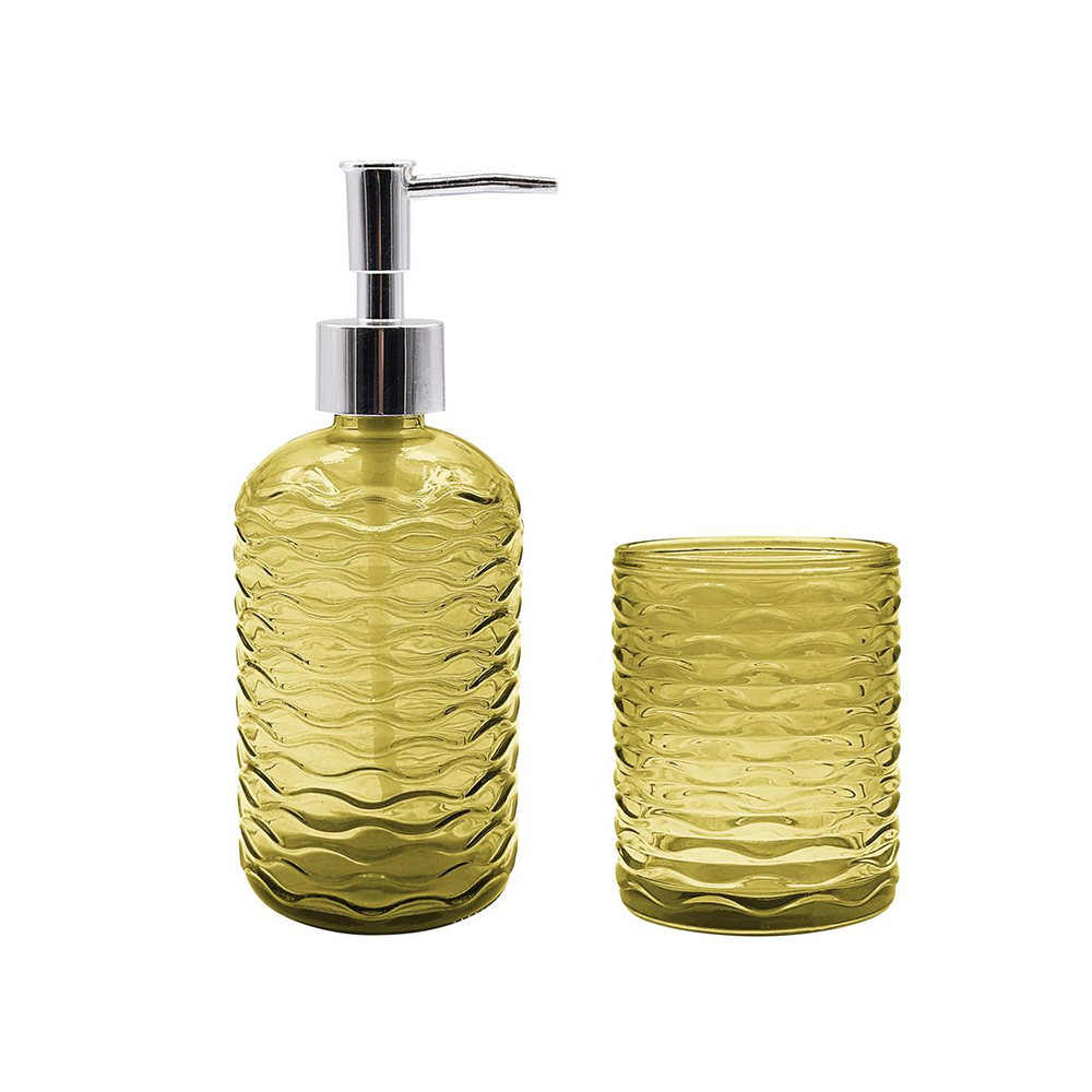 KIT PARA BANHEIRO 2 PEÇAS VIDRO AMARELO - CM24