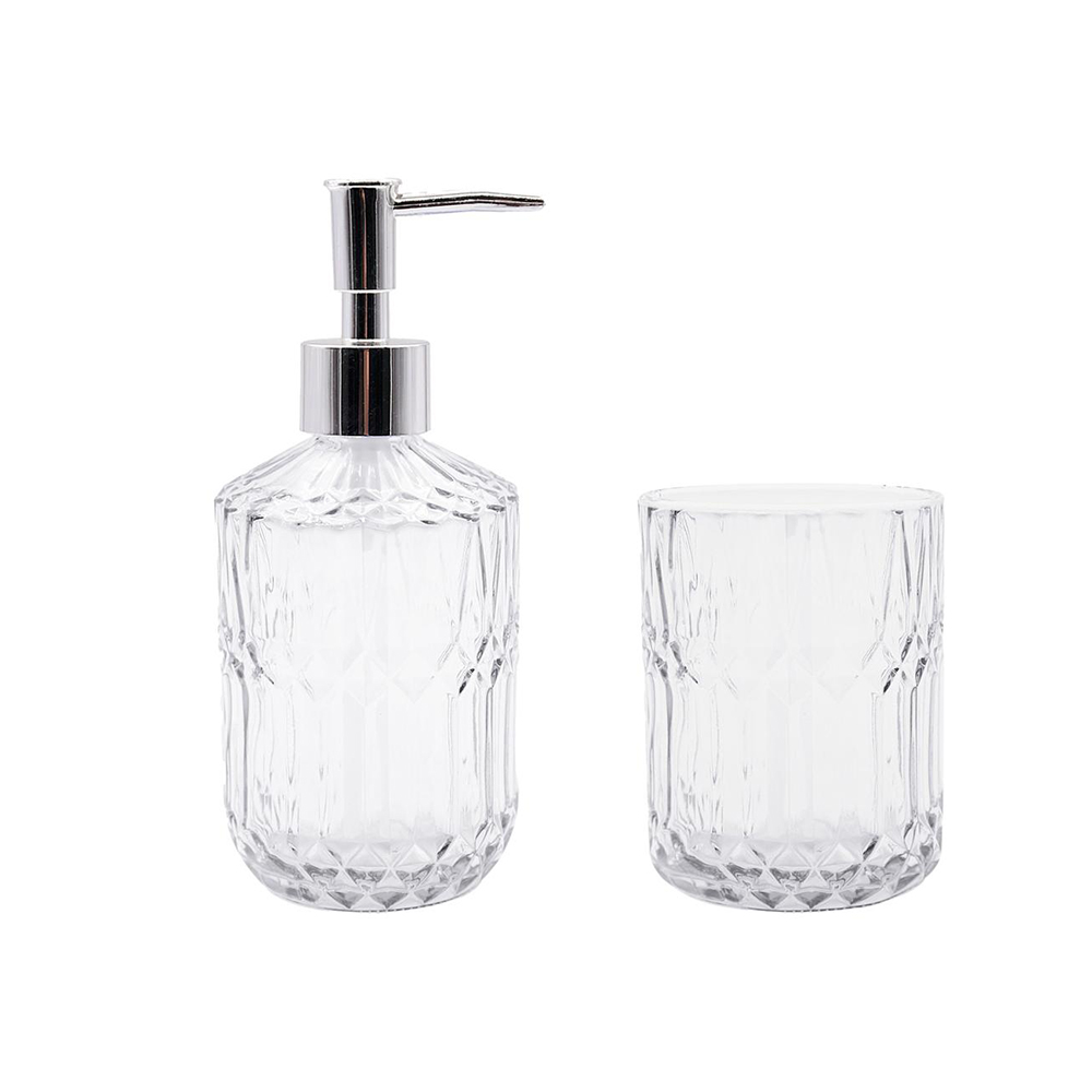 KIT PARA BANHEIRO 2 PEÇAS VIDRO BRANCO - CM24