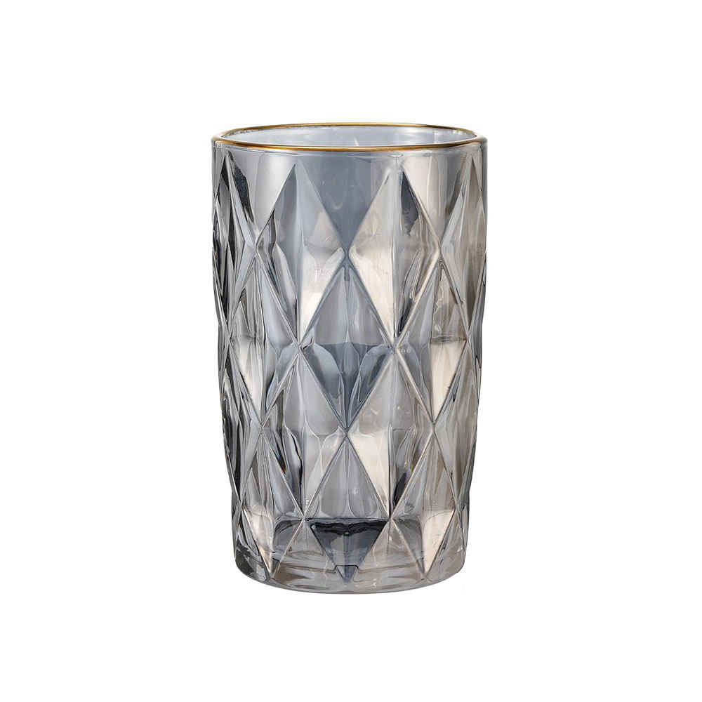 JOGO DE COPOS DIAMOND BORDA DE OURO CINZA 400ML 06 PCS - CM08