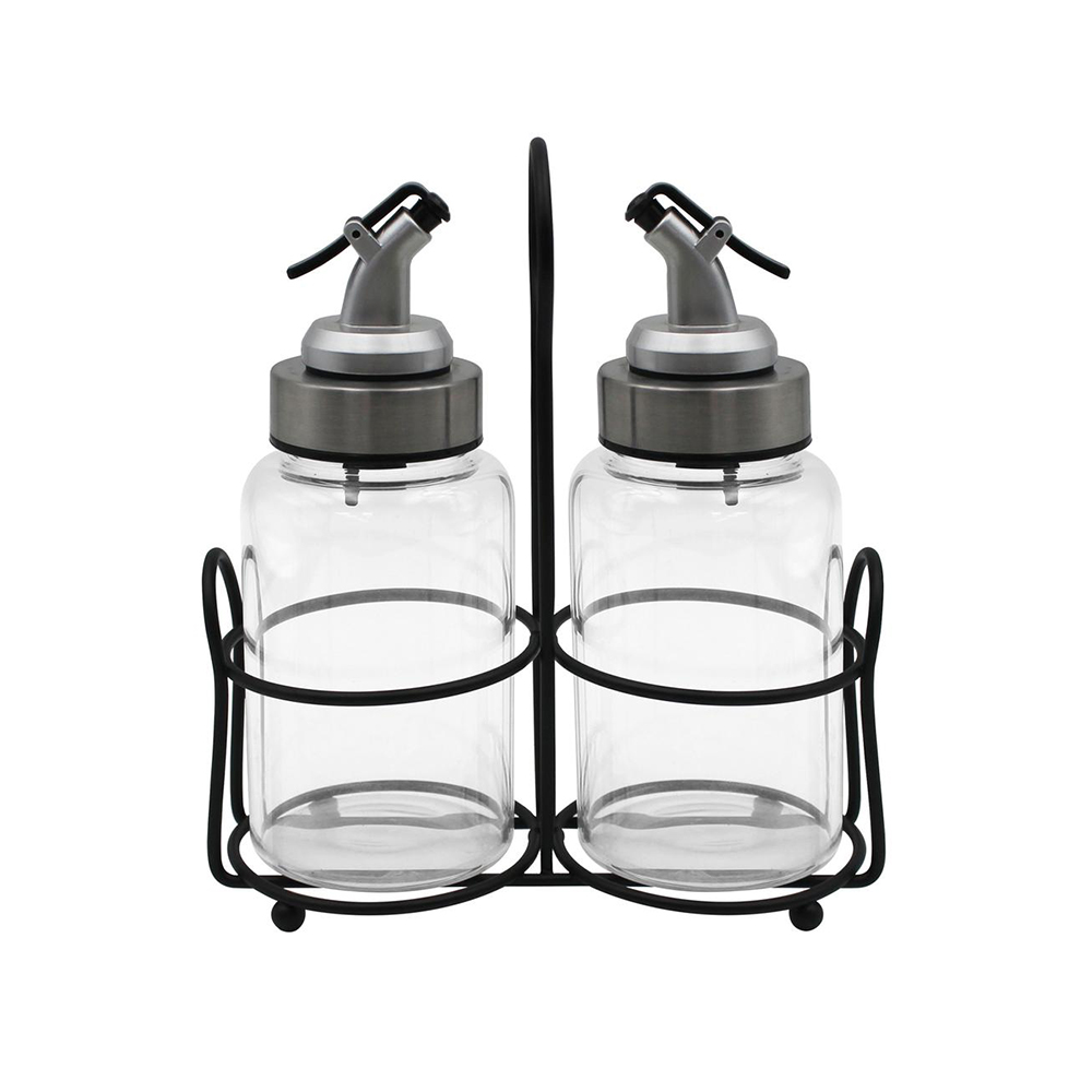 CONJUNTO C/ 2 GALHETEIRO BICO DOSADOR 290ML + SUPORTE - CM12