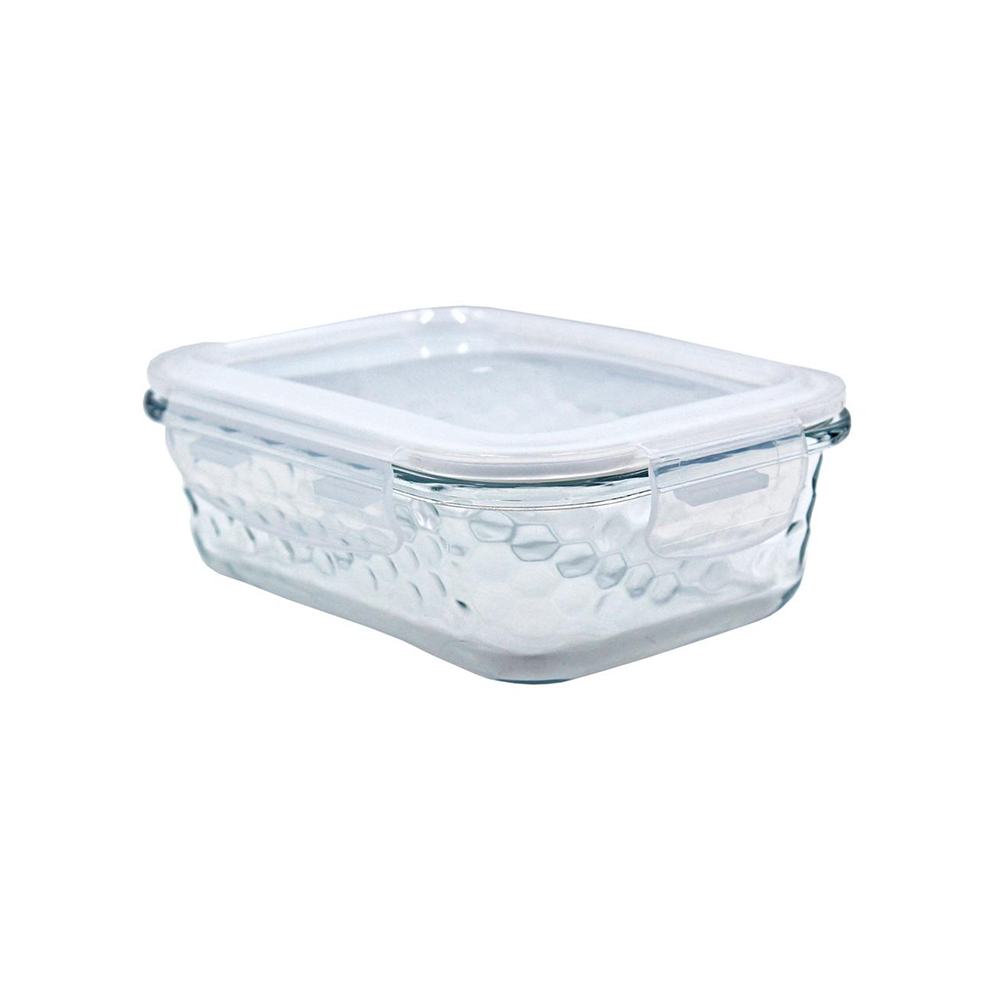 POTE DE VIDRO HERMÉTICO HONEY RETANGULAR BRANCO 1,04L - CM24