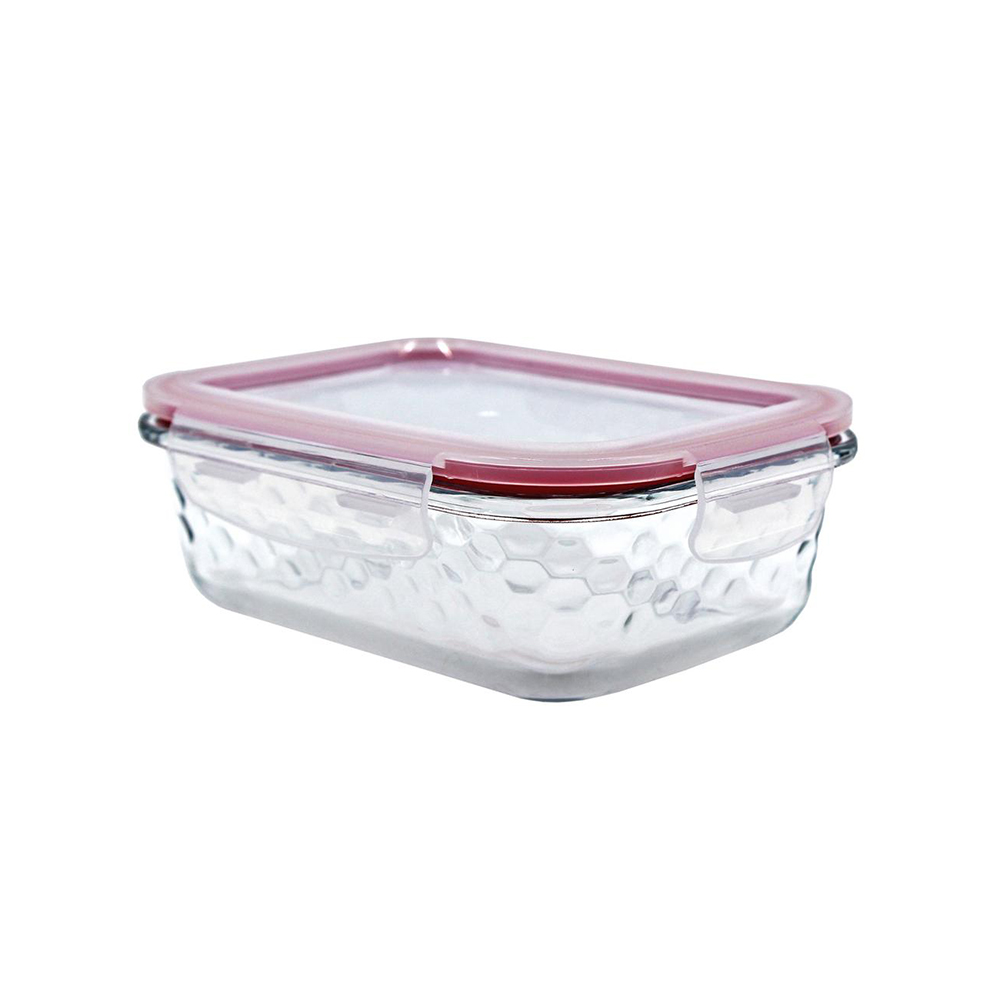 POTE DE VIDRO HERMÉTICO HONEY RETANGULAR  VERMELHO 1.040ML